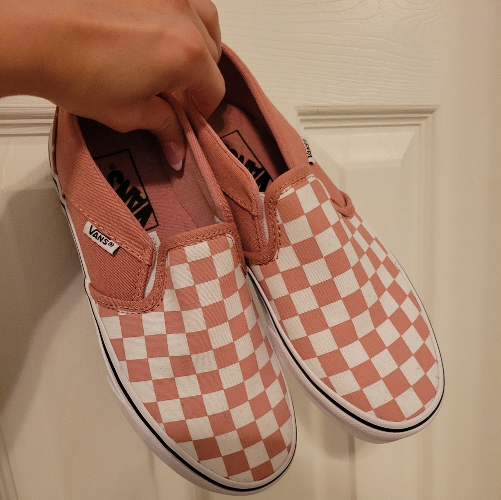 Vans Asher Slip-on Pink and White Check
